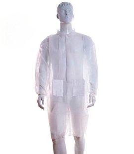 Bata Desechable PP Blanca C/Bolsillos